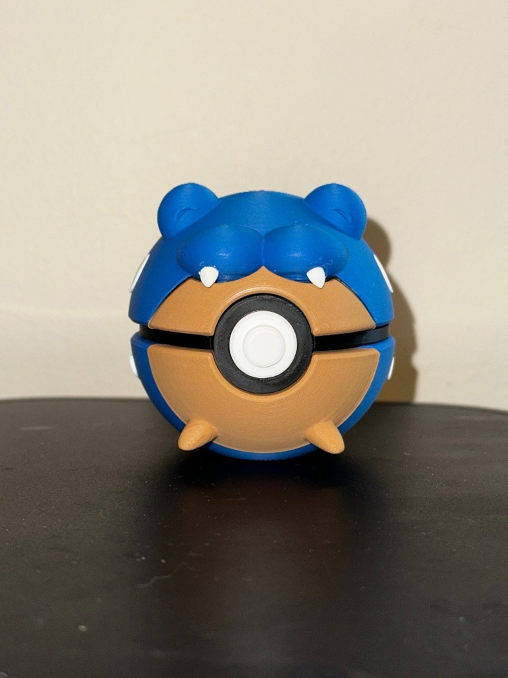 Blue Land Shark Sphere Display – 3D Printed Fanged Dragon Orb